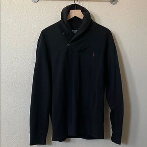 Polo by Ralph Lauren Luxury Jersey Shawl Collar Pullover In Black Sz:XL
